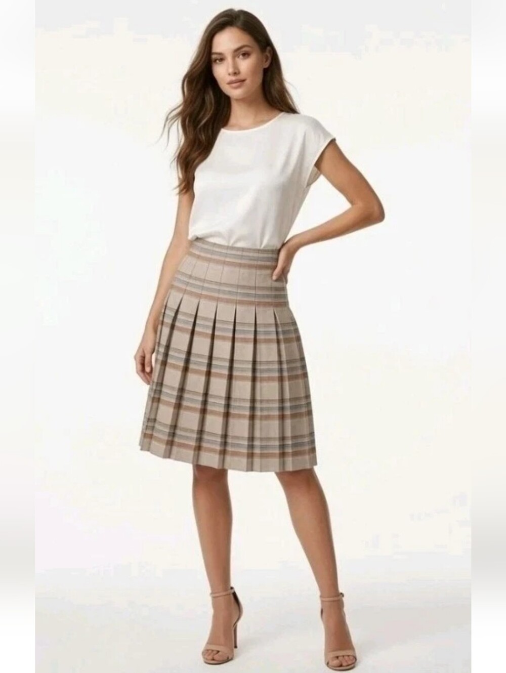 Vintage Compliments Edinburgh Woollen Mill Wool Plaid Skirt Midi Pleated 70s 2